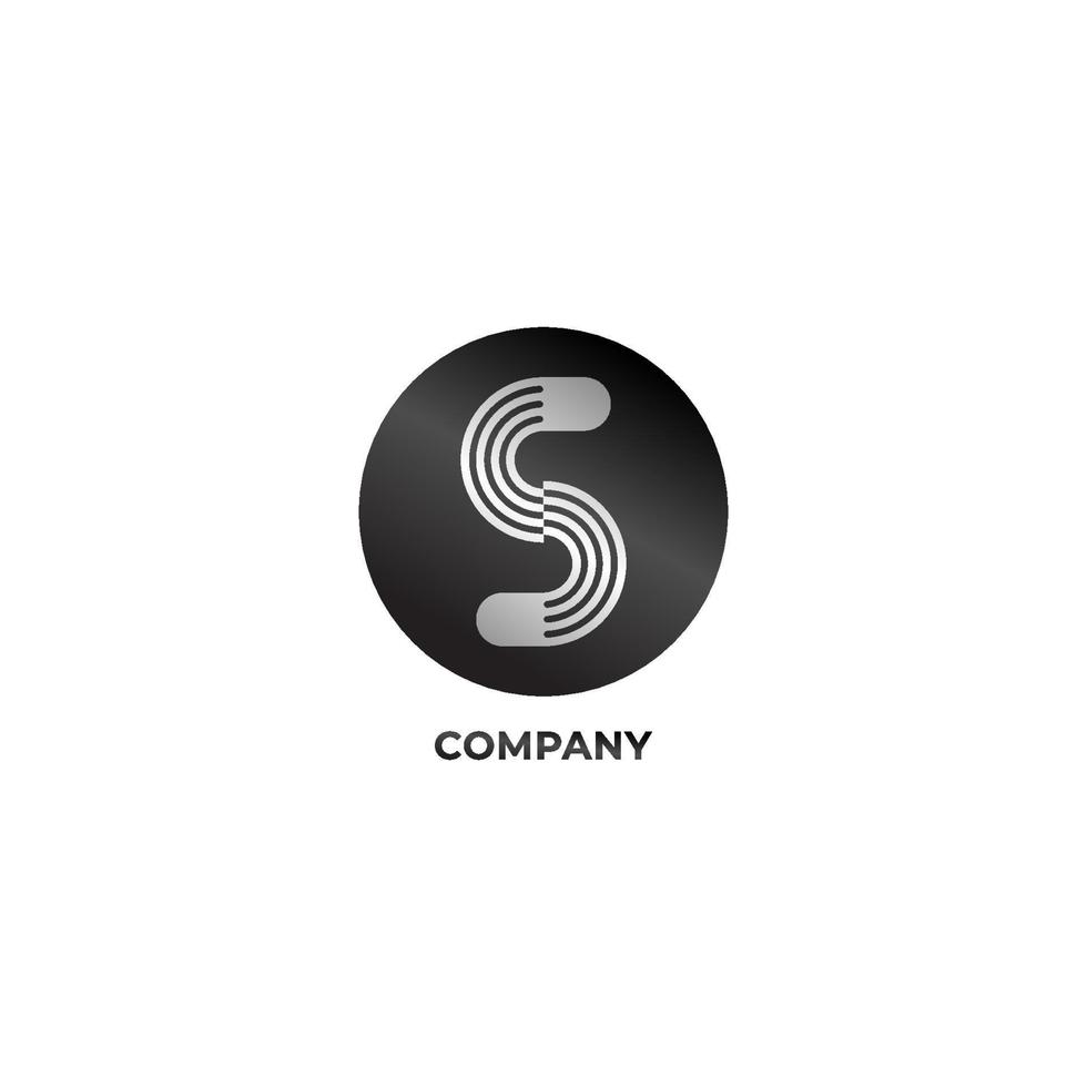 Letter S Alphabetic Logo Design Template, Wave Line Logo Concept, Black and White, Rounded, Ellipse vector