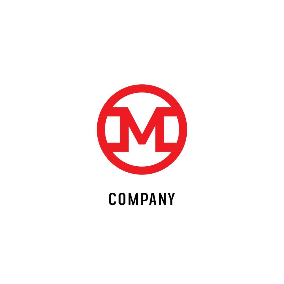 Letter M Alphabetic Logo Design Template, Abjad, Flat Simple Clean, Red, Rounded Ellipse Letter mark Concept, Strong and Bold vector