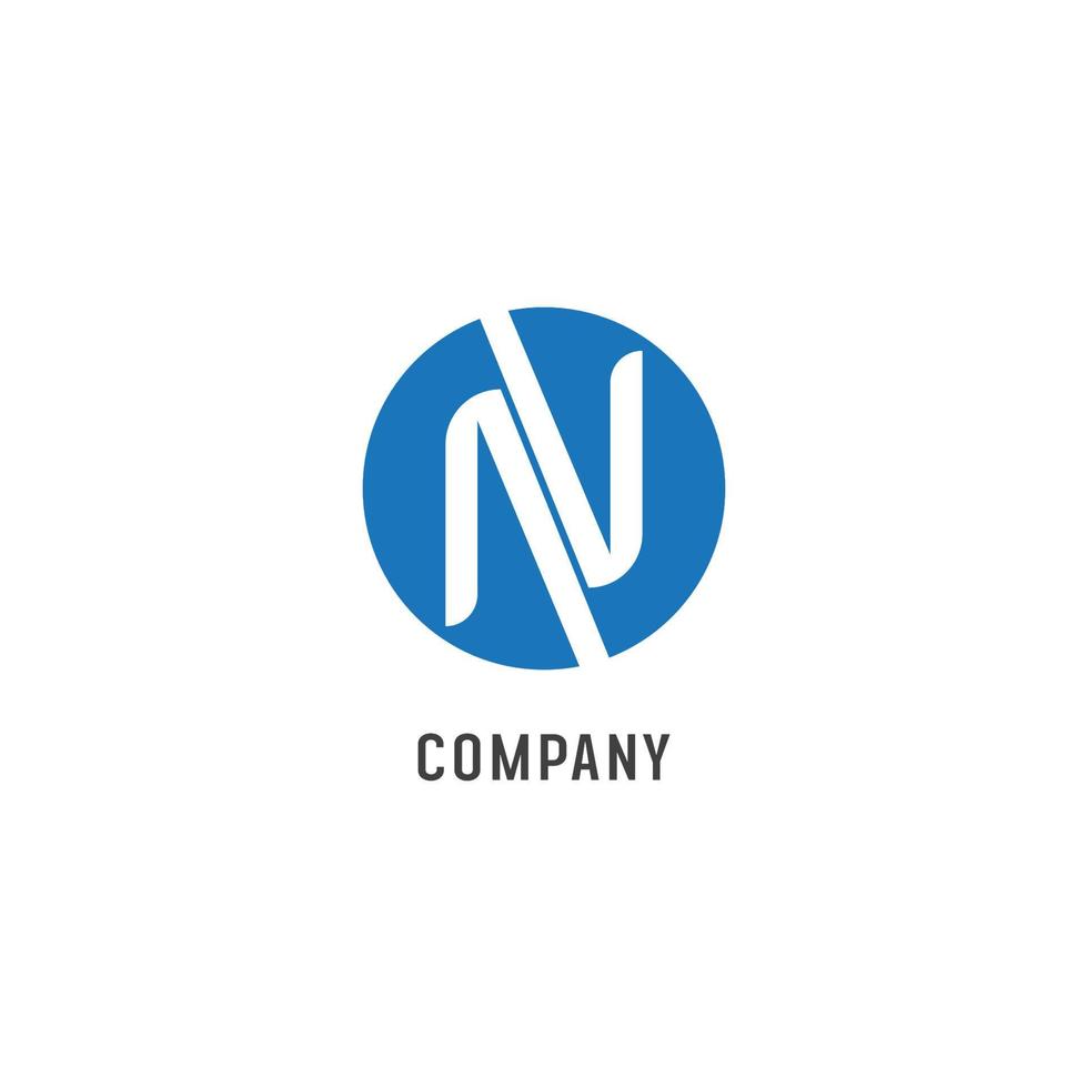 Letter N Alphabet Logo Design Template, NV Abjad, AV Initial, Monogram, Blue, White, Rounded Ellipse Letter mark Logo Concept vector