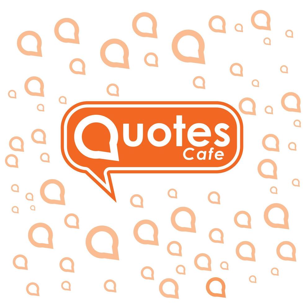 Quotes Cafe Logo Design Template, Call Out Logo Concept, Orange, White, Call Out Decoration vector