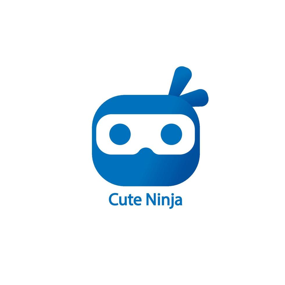 lindo concepto de logotipo ninja, plantilla de diseño de logotipo ninja azul, personaje de superhéroe, icono de vector ninja infantil, logotipo deportivo e