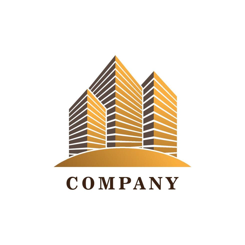 Gold Building Real Estate Logo Design Template vector