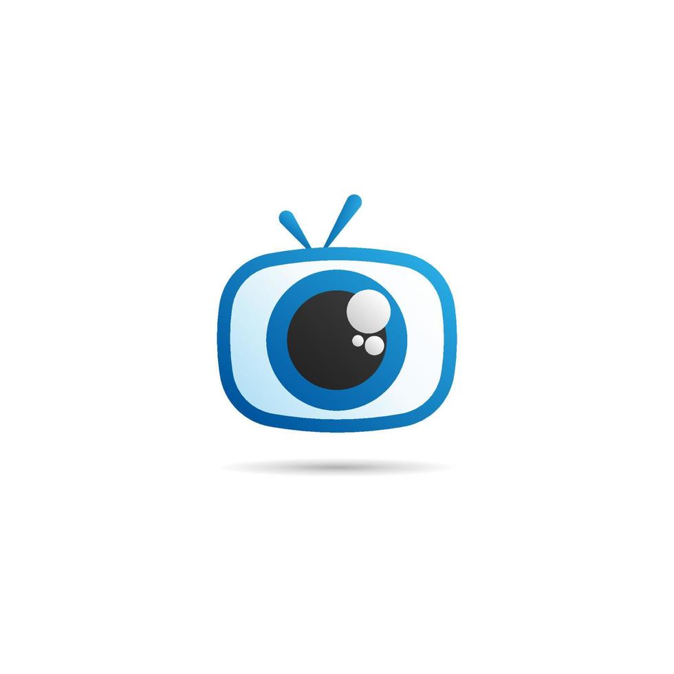 Eye TV Channel Logo Design Template, Cartoon Logo Concept, Vector Icon, Blue, Black