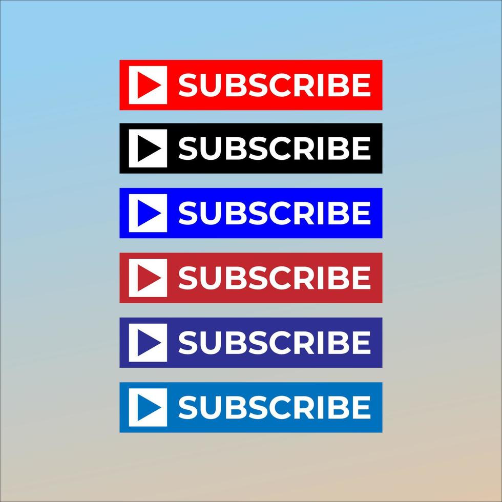 Subscribe Button For TV Channel or Social Media With Play Button, Square Shape, Box, Rectangle vector