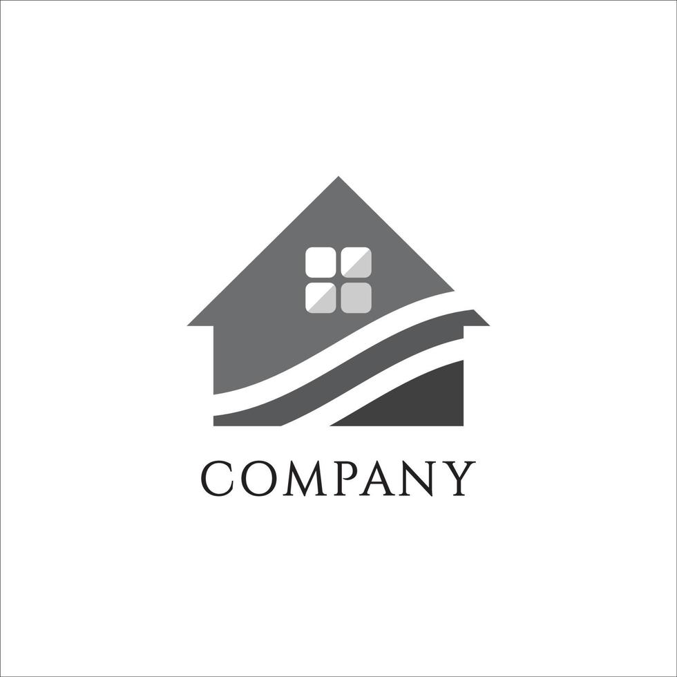 Gray Traditional Classic House Illustration. Minimal Real Estate Logo Design Template vector