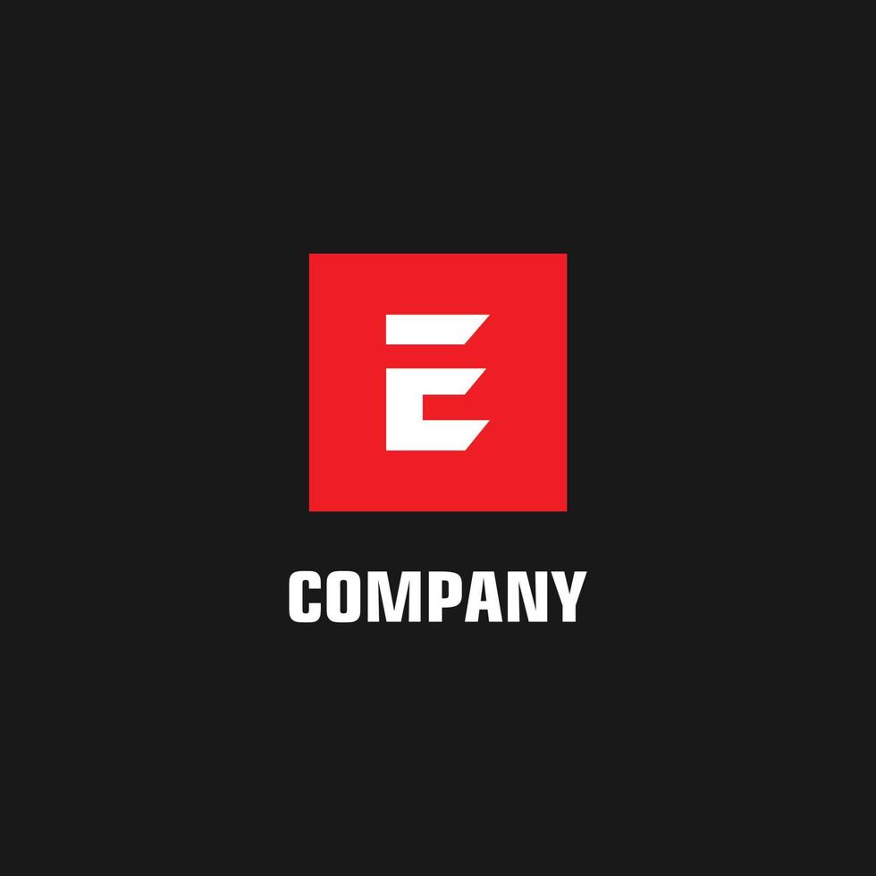 Letter E Alphabet Logo Design Template, Black, Box, Rectangle, Square Logo Concept, Red, Black Background, Simple and Clean, Strong And Bold, Lettermark vector