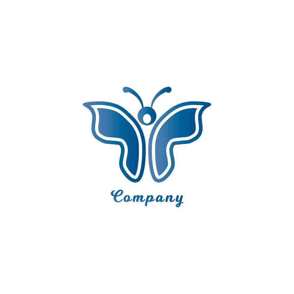 Abstract Blue Butterfly logo design template. Animal Logo Concept Isolated on white background. Suitable for beauty and fashion product. Pictorial Logotype. vector