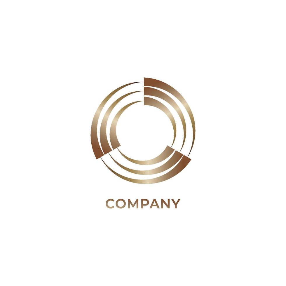 Gold vortex circle logo design template. Recycle logo concept isolated on white background vector