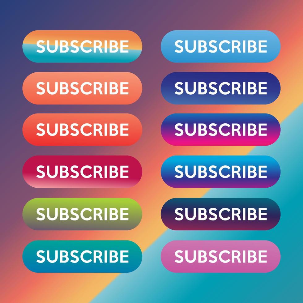 Colourful Gradation Subscribe Button For TV Channel or Social Media, Rounded Shape vector