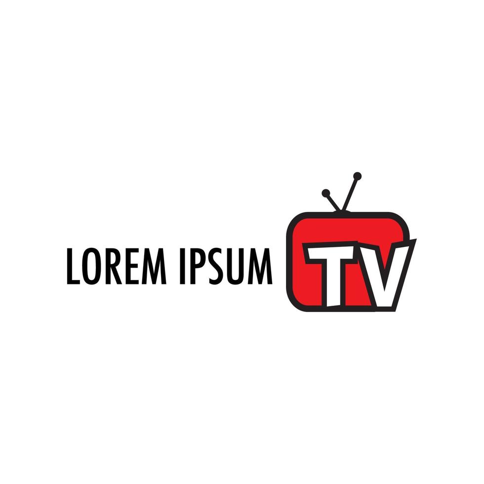 Online TV Channel Logo Design Template, Cartoon Logo Concept, Live Streaming, Entertainment Company, White, Red, Black vector