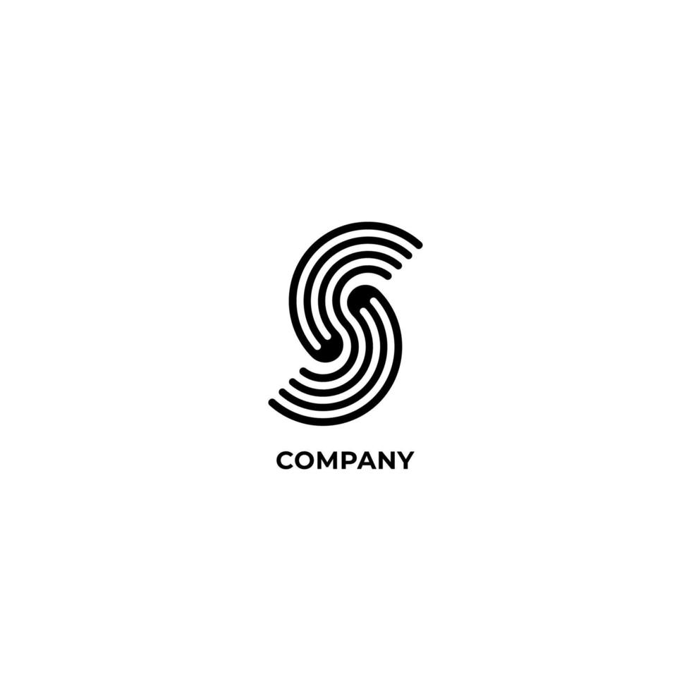 Letter S Alphabetic Logo Design Template, Wave Line Logo Concept, Black and White vector
