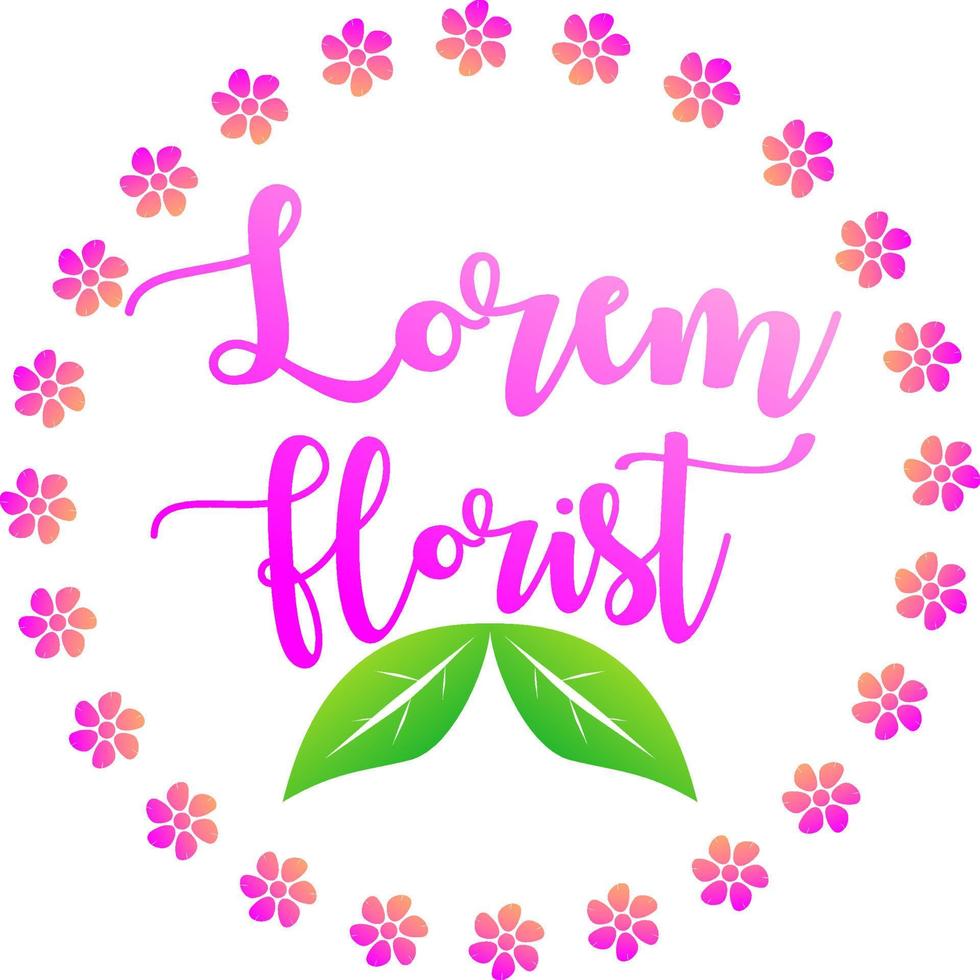 Florist Logo Design Template, Floral Logo Concept, Flower, Leaves, Green, Red, Pink vector