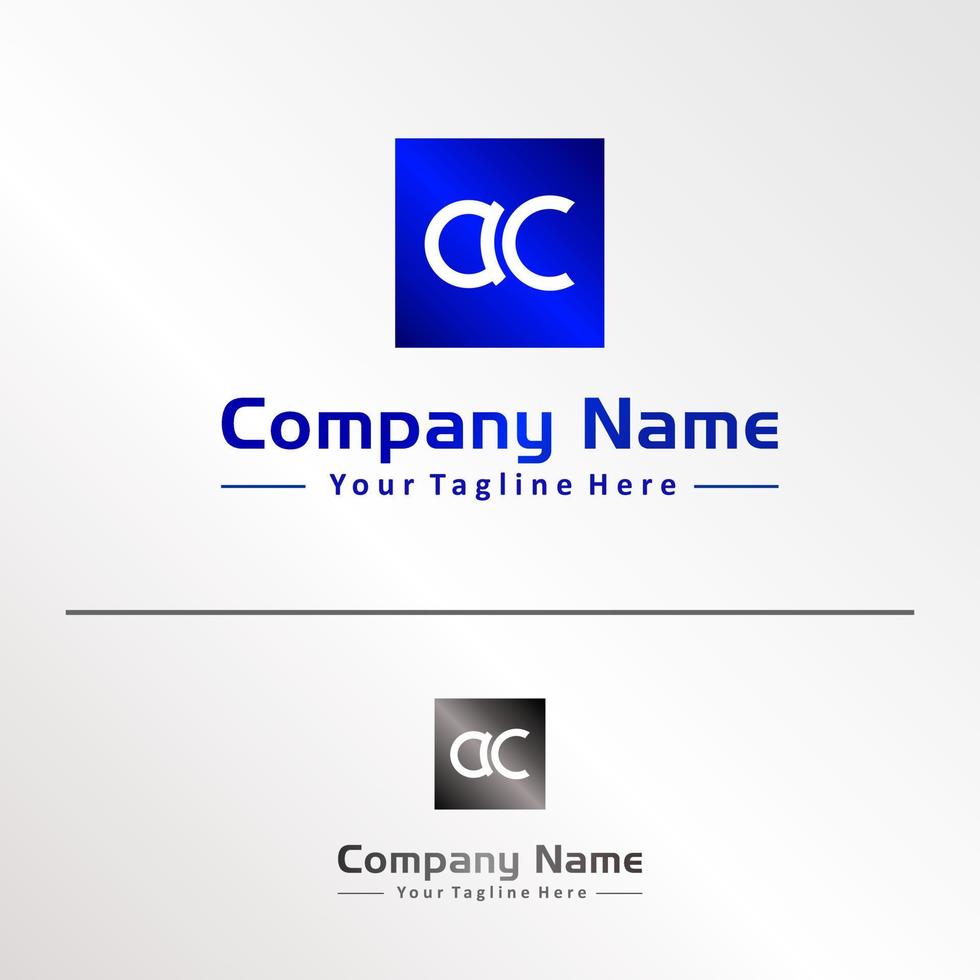 Letras ac plantilla de diseño de logotipo de empresa alfabética, concepto de logotipo abjad, azul, gris vector