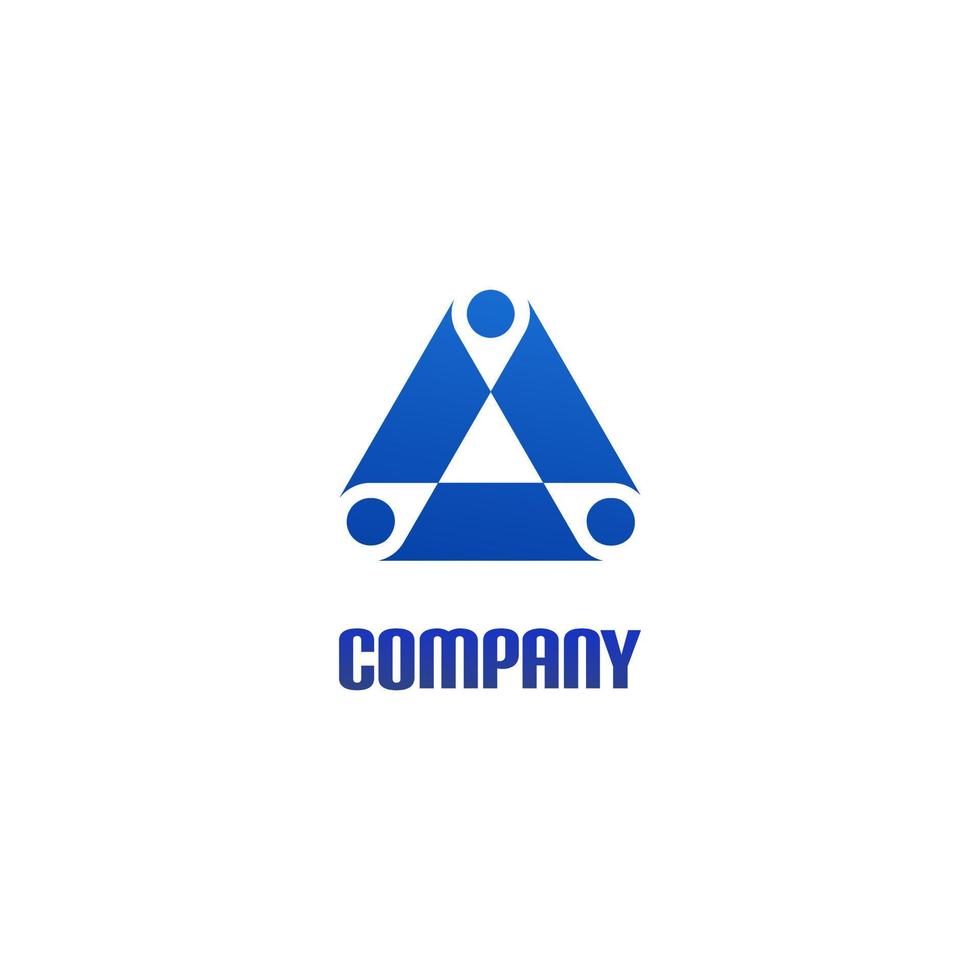 Three Point Element, Blue Triangle Logo Concept, Circle Networking, Human Resource, Social Company Logo Design Template vector