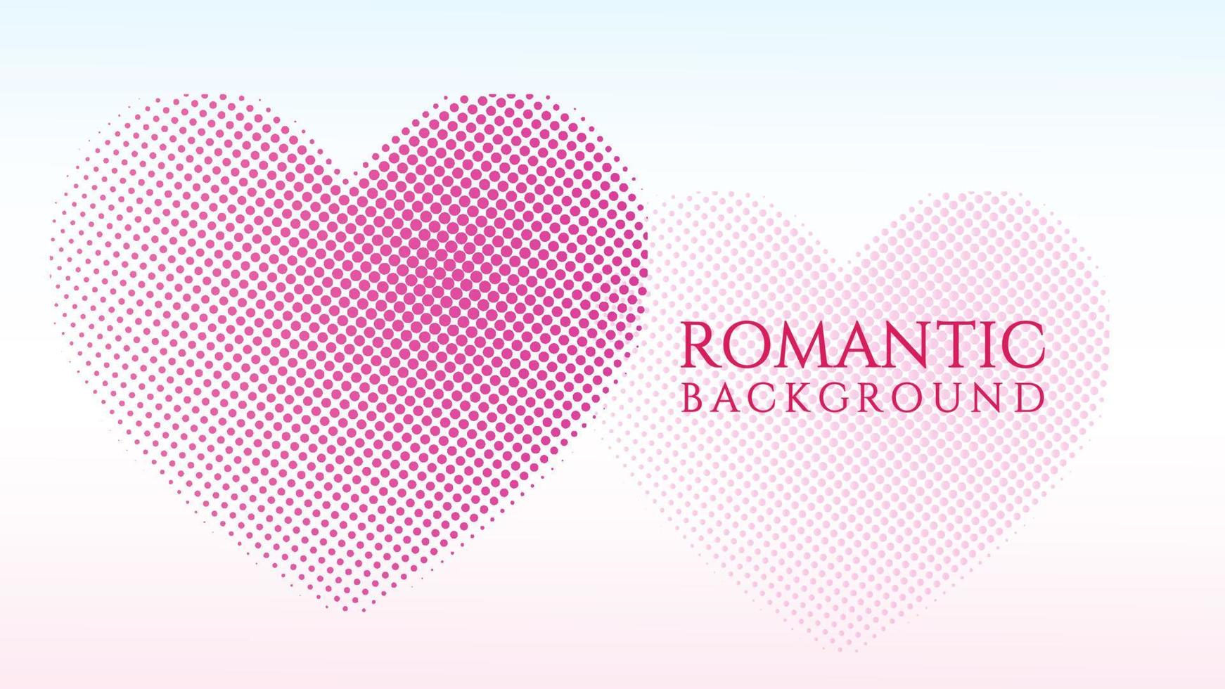 Halftone Background Design Template with Heart Shape Element, Abstract Dots Pattern Illustration, Vintage Texture, Romantic Pink Violet Gradient Color, Valentine Day vector