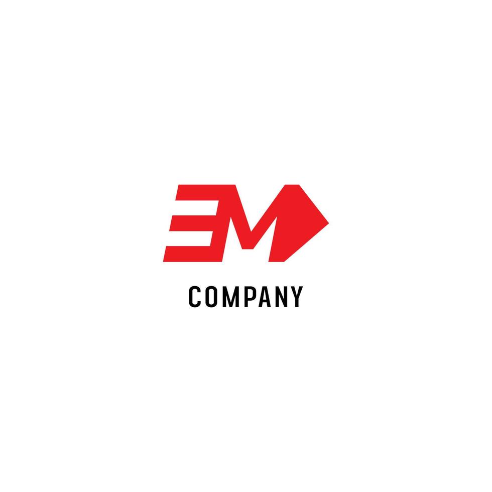 letra m plantilla de diseño de logotipo alfabético, em abjad, plano simple limpio, rojo, concepto de marca de flecha vector