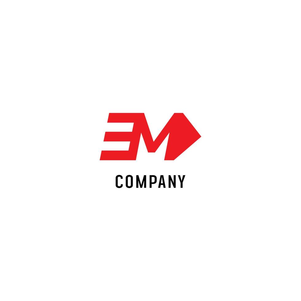 Letter M Alphabetic Logo Design Template, EM Abjad, Flat Simple Clean, Red, Arrow Lettermark Concept vector