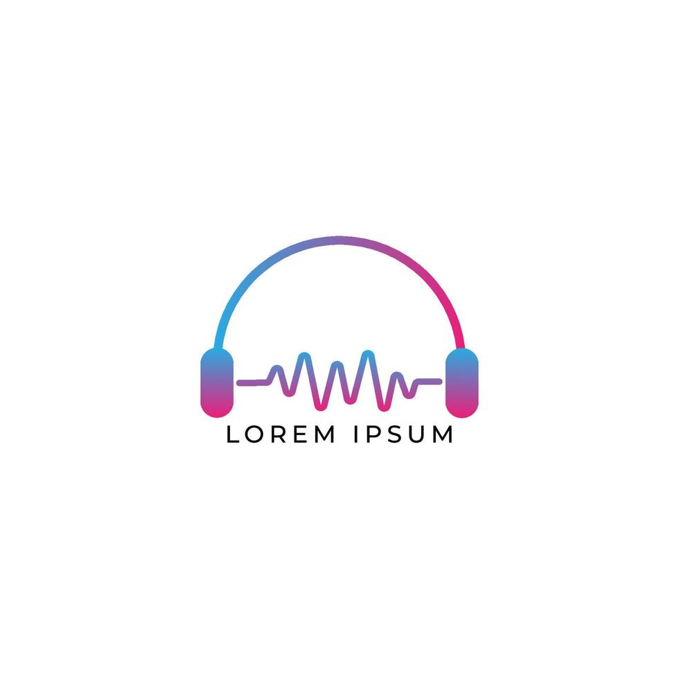 Headphone and Sound Wave Logo Design Concept, Multicolor Gradient Audio Logo Design Template vector