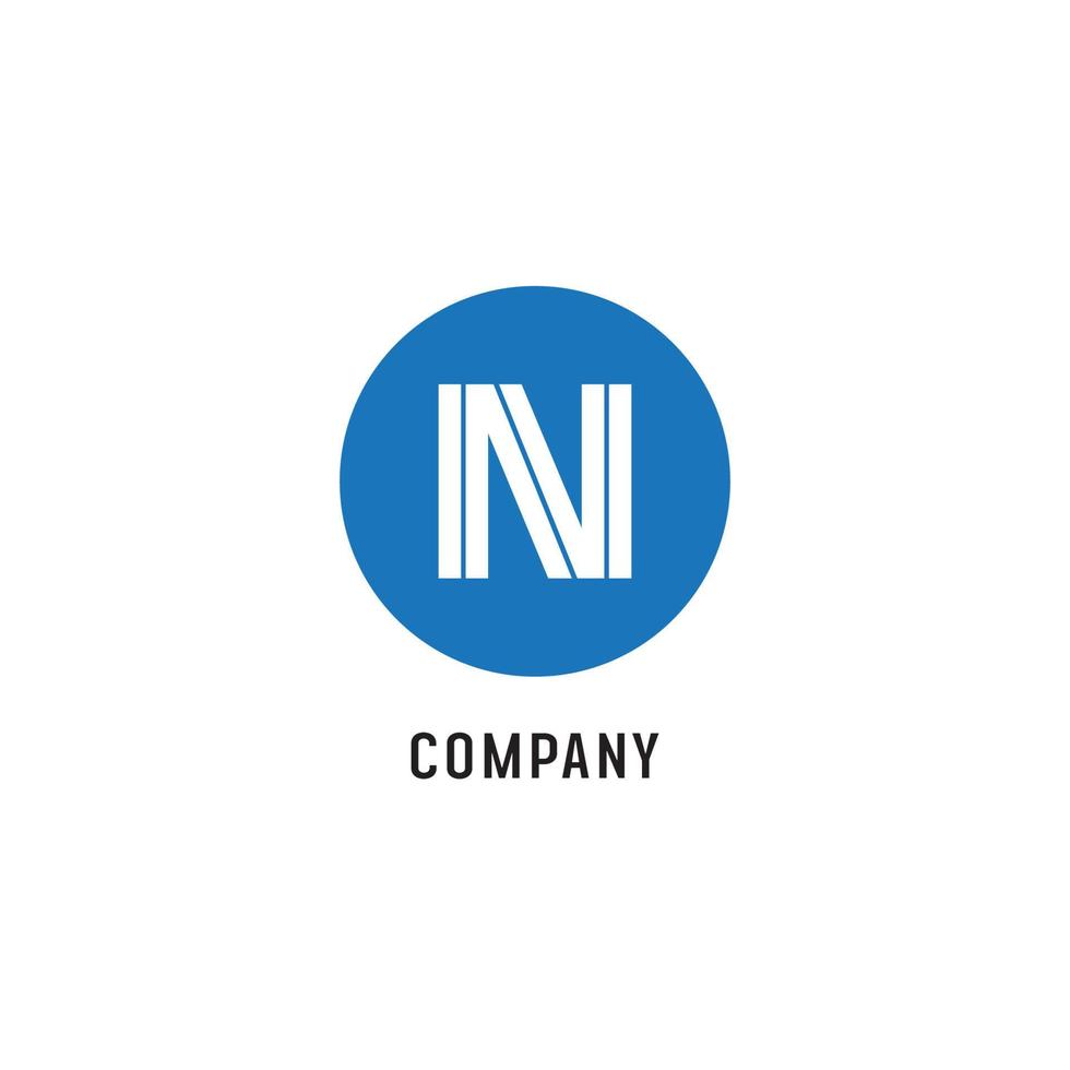 Letter N Alphabetic Logo Design Template, Abjad, Simple and Clean, Monogram, Blue, White, Rounded Ellipse Letter mark Logo Concept vector