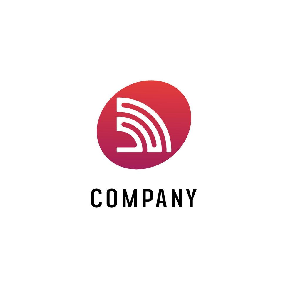 Wifi Signal Logo Design Template, Radio Signal Waves, Energy Waves, Antenna and Satellite Signal Symbols, White and Red Vector Element