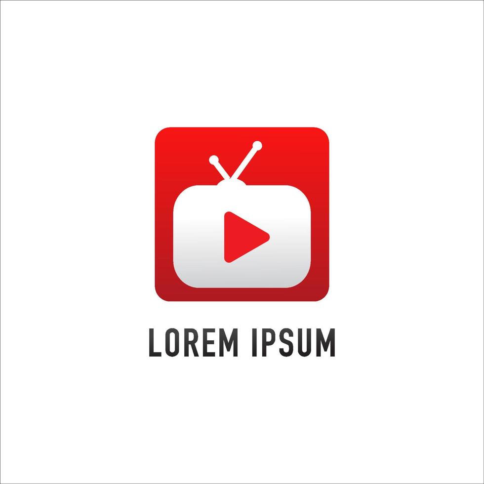 TV Live Streaming, Online Television, Web TV, Simple and Clean Logo Concept, Red Play Button, Red Background With White Abstract TV Concept, Rounded Concept, TV Channel Logo Design Template vector