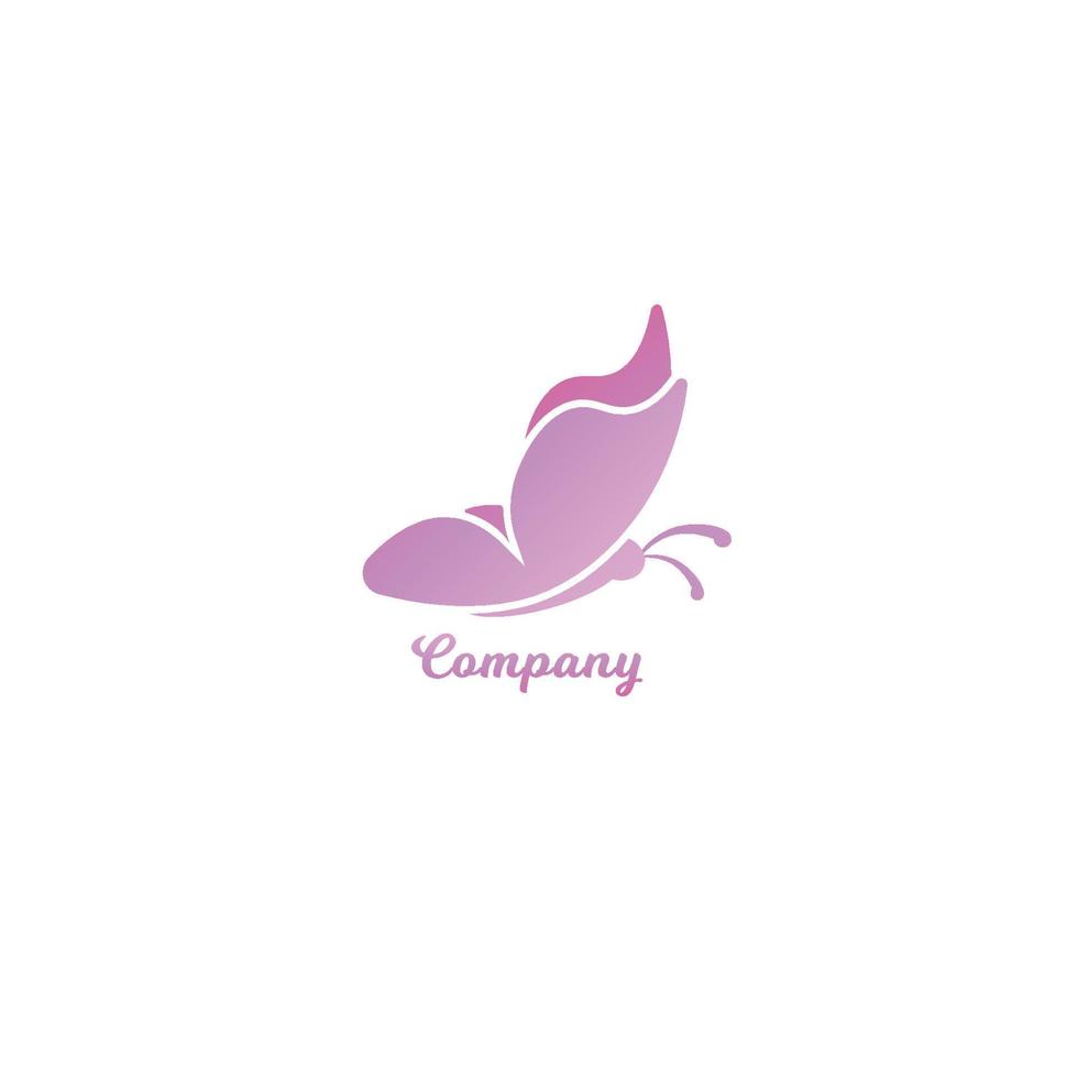 plantilla de diseño de logotipo de mariposa voladora abstracta. concepto de logotipo animal aislado sobre fondo blanco. colorido de color de gradación violeta rosa. adecuado para productos de belleza y moda. vector