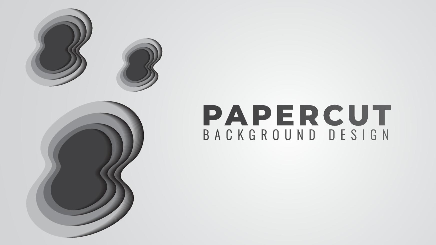 Monochrome Papercut Layers Vector Illustration. Abstract Background Design Template. Gray Color Theme. Simple and Clean Design Style