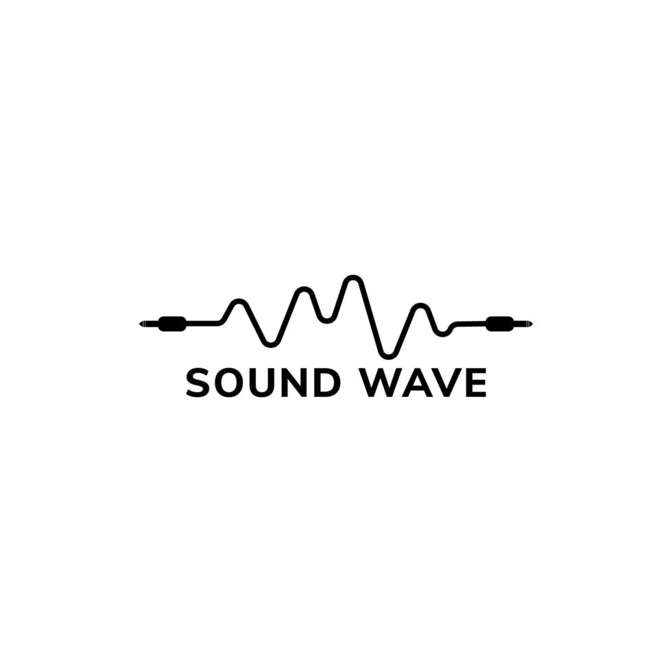 Sound Wave Logo Design Template, Cable Jack Logo Concept, Black and White vector