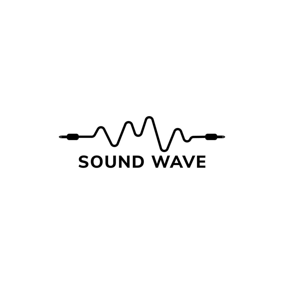 Sound Wave Logo Design Template, Cable Jack Logo Concept, Black and White vector