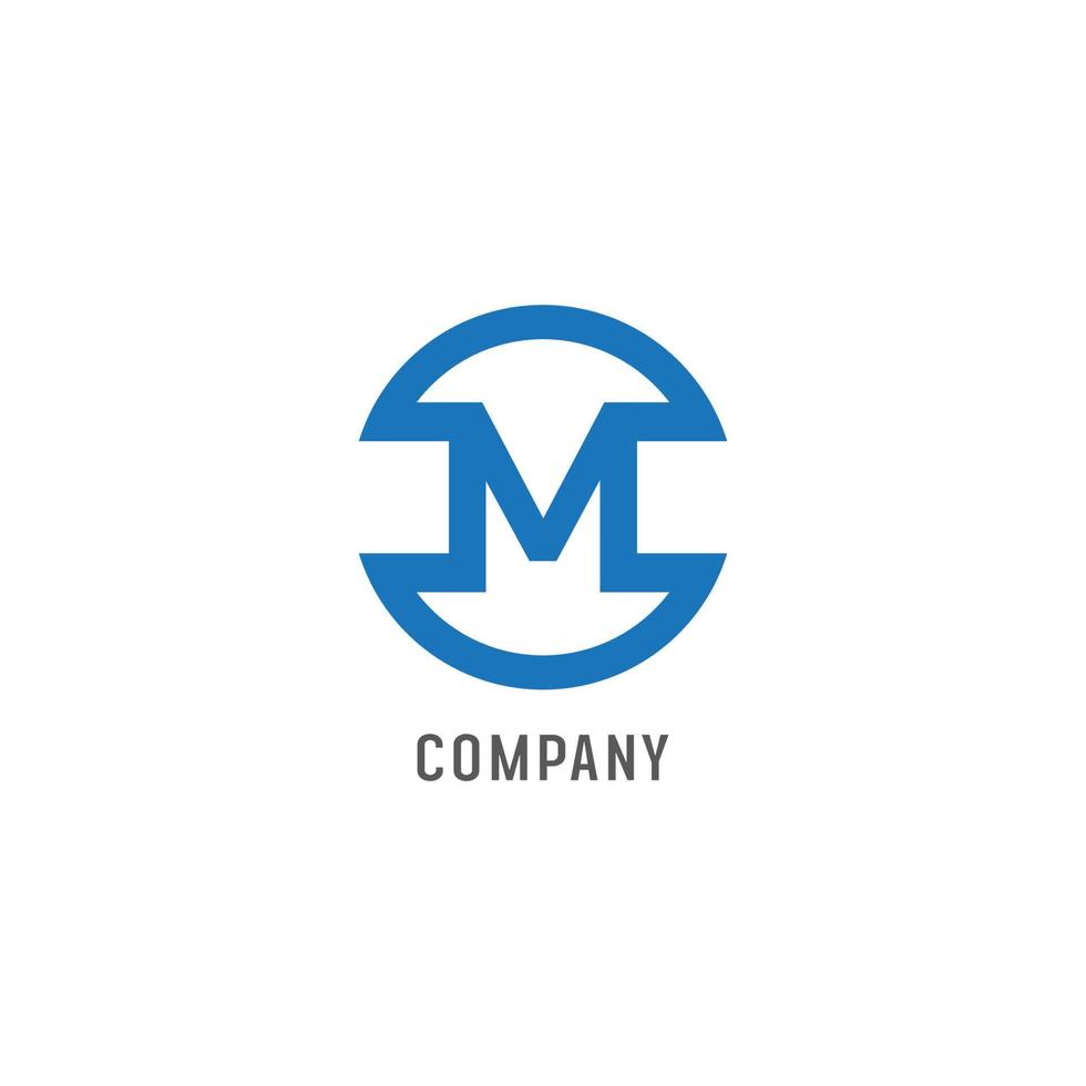 Letter M Alphabetic Logo Design Template, Abjad, Flat Simple and Clean, Blue, Letter mark Concept, Rounded Ellipse, Strong and Bold, Clothing Fashion Business, Modern vector