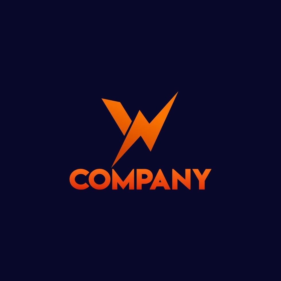 Letter W Alphabetic Logo Concept with Big Watt Icon , High Voltage, Lightning Bolt, Electrical Power Logo Design Template vector