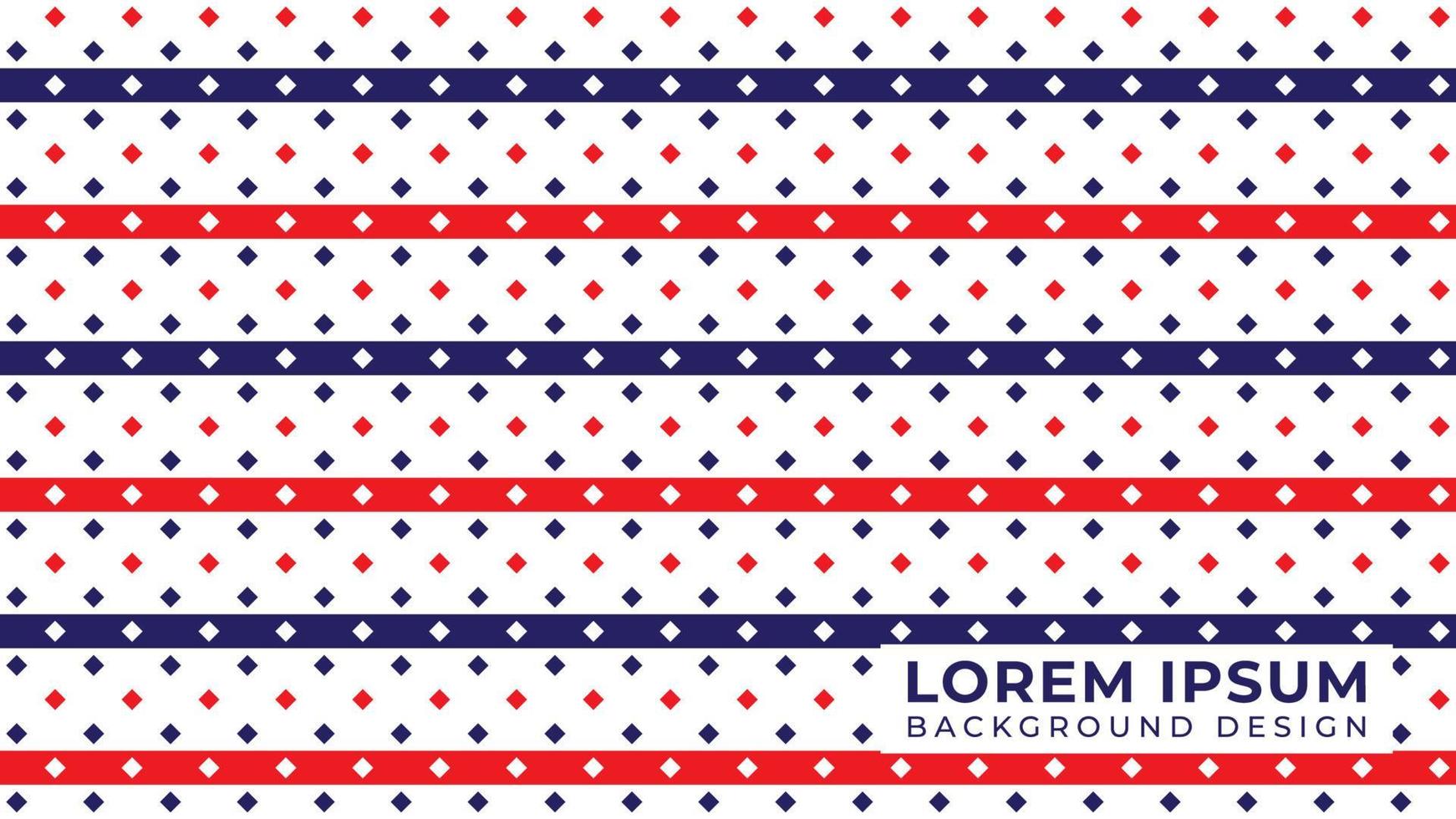 American Style background design template. Horizontal stripe lines with diamond shape ornament. Red White Blue Color Theme. Vector Illustration.