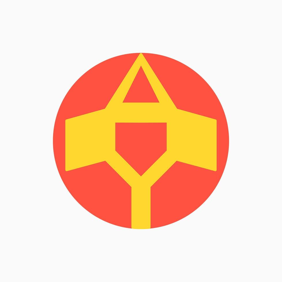 concepto de logotipo de letra a y cohete. logotipo abstracto, minimalista, moderno, plano y único. rojo y amarillo. adecuado para logotipo, icono, símbolo y signo. como logotipo inicial o de transporte vector