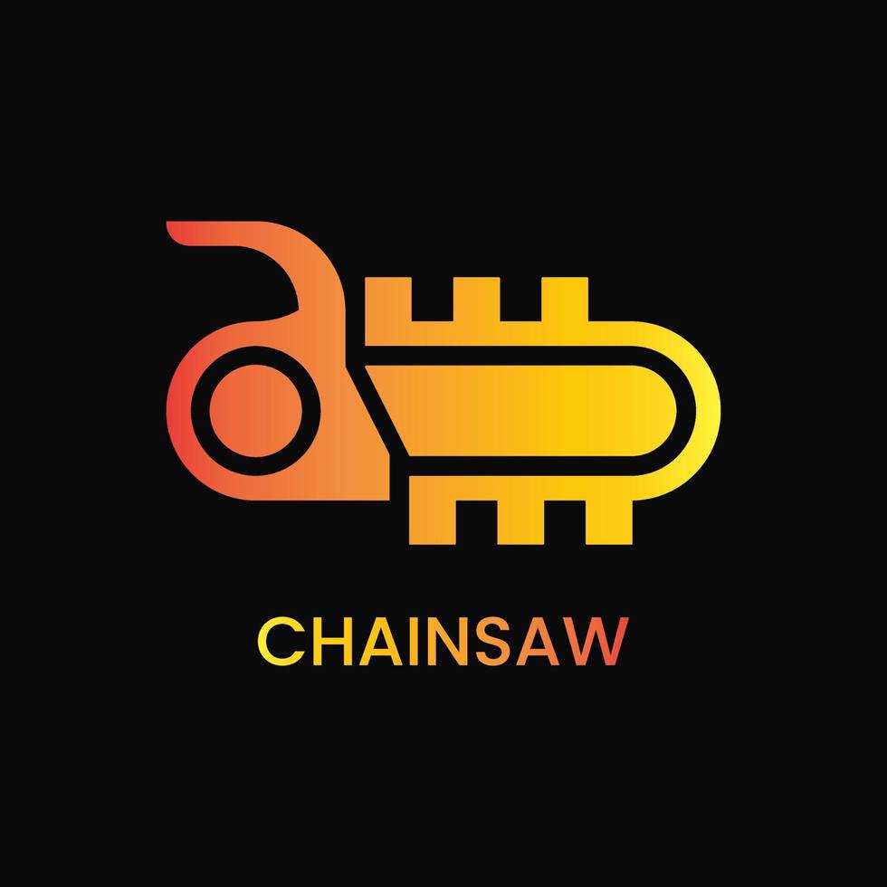 chainsaw logo concept. gradient, flat, minimalist, modern, line, elegant and simple logotype. yellow and orange. suitable for logo, icon , symbol and sign. such as industrial machine logo vector