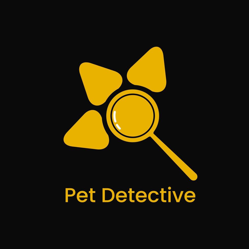 pet detective logo concept. magnifying glass and cat footprints. combination, flat, simple, minimalist, modern, monogram, clean and creative style. suitable for logo, icon, symbol and sign vector