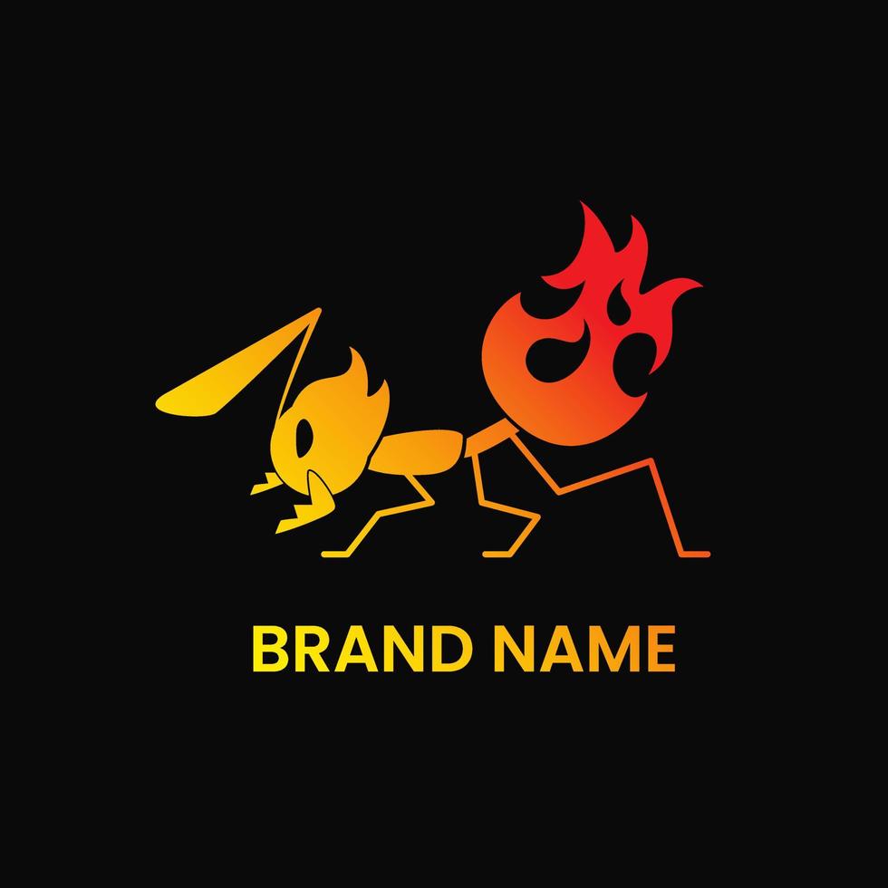 concepto de logo de hormiga y fuego. estilo moderno, degradado, simple, plano, combinación, peligro y creativo. adecuado para logotipo, icono, símbolo, mascota y signo. insecto, logotipo de mascota y diseño de camiseta vector