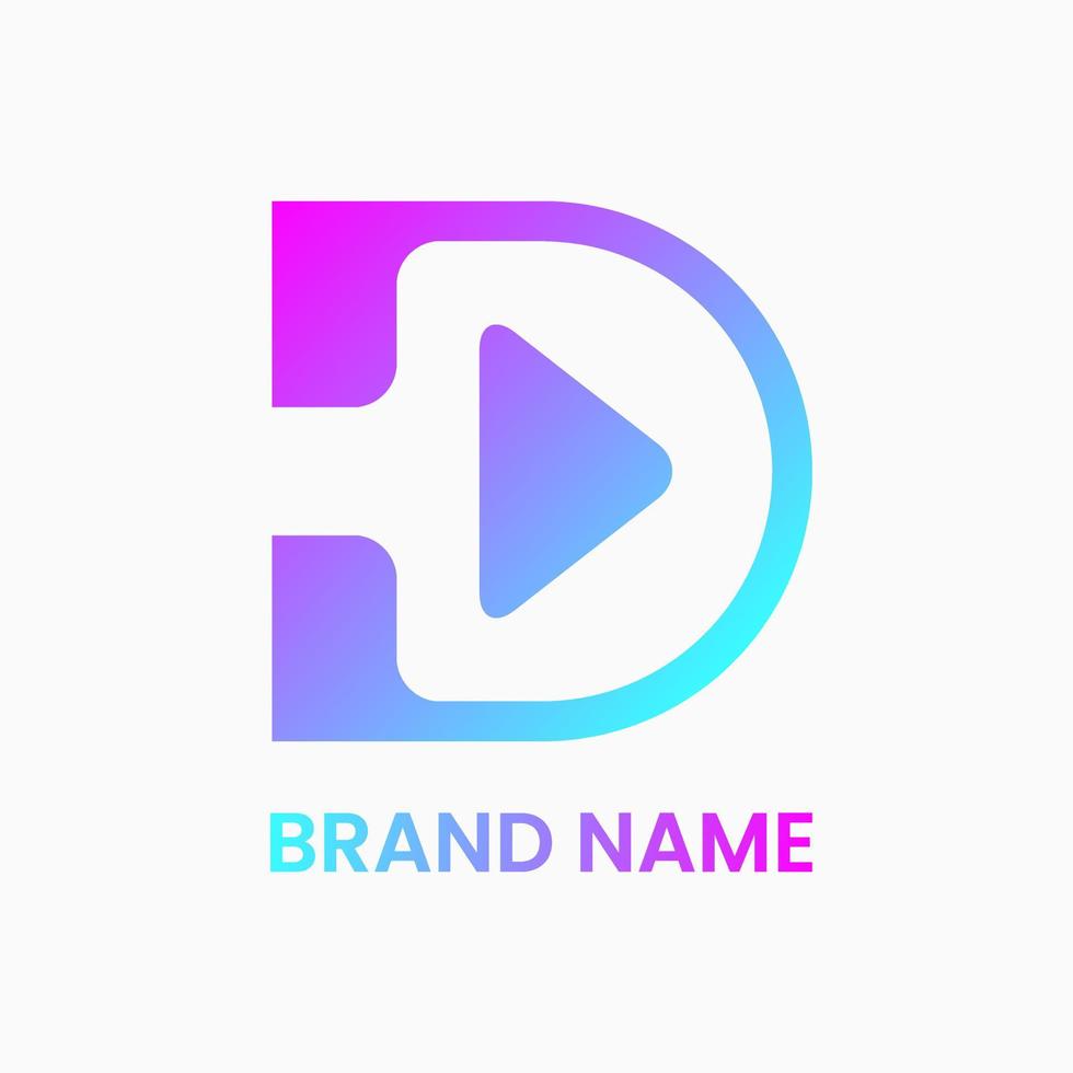 letter d and play button logo concept. gradient, modern, combination, simple and line logotype.. suitable for logo, icon, symbol and sign. such as initial, media and entertainment logo vector