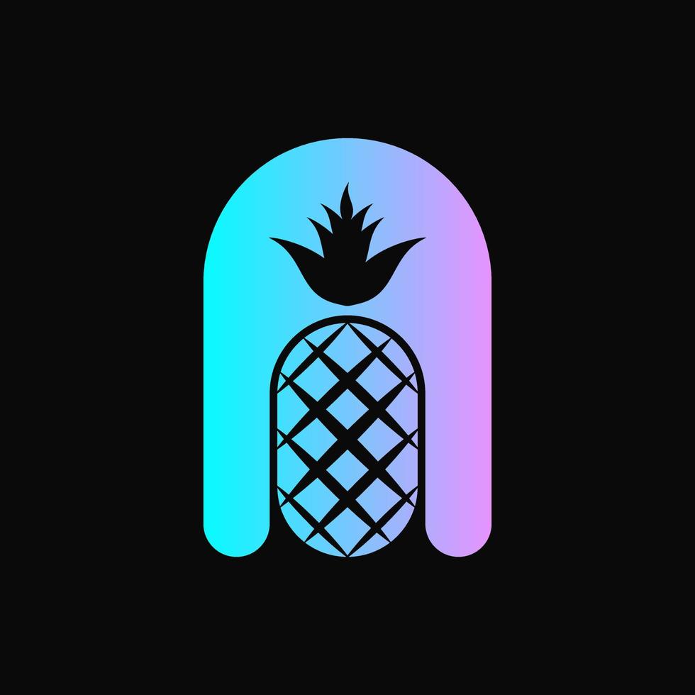letter A and pineapple logo concept. combination, simple, negative space, gradient, modern, elegant and unique logotype. suitable for logo, icon , symbol and sign. such as initial and fruit logo vector