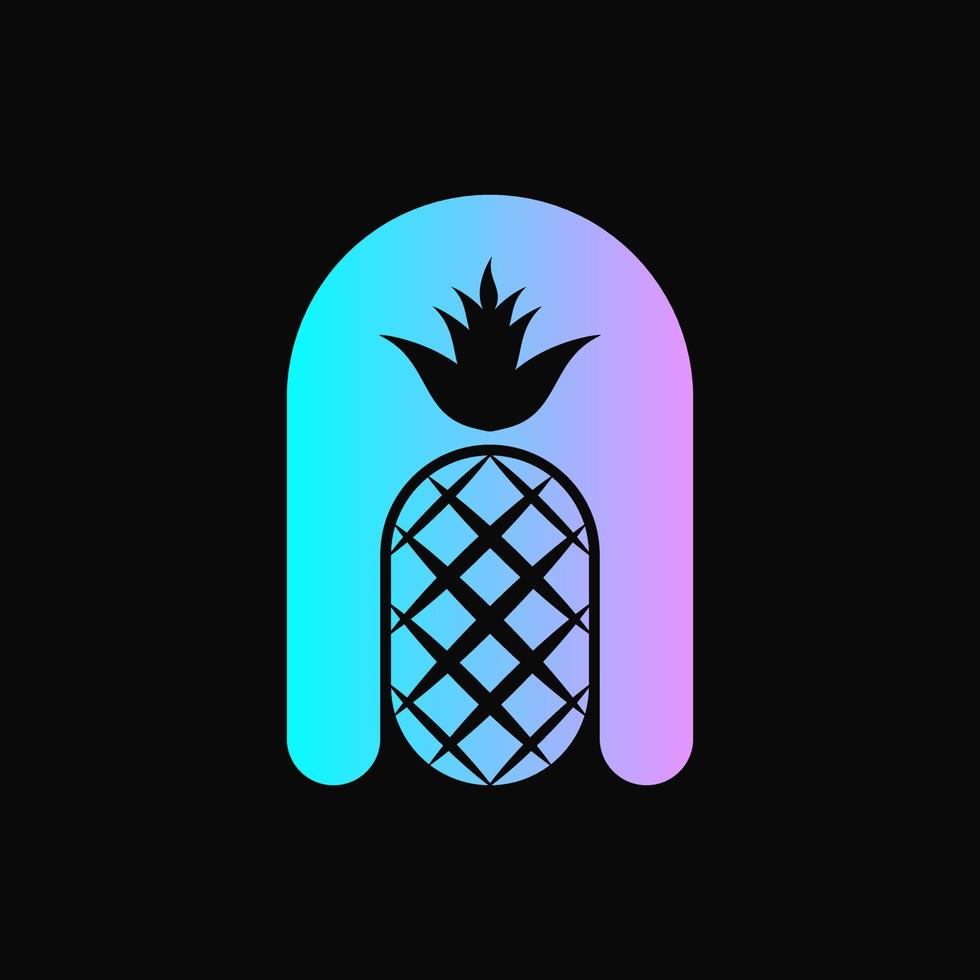 concepto de logotipo de letra a y piña. combinación, simple, espacio negativo, degradado, logotipo moderno, elegante y único. adecuado para logotipo, icono, símbolo y signo. como inicial y logotipo de fruta vector