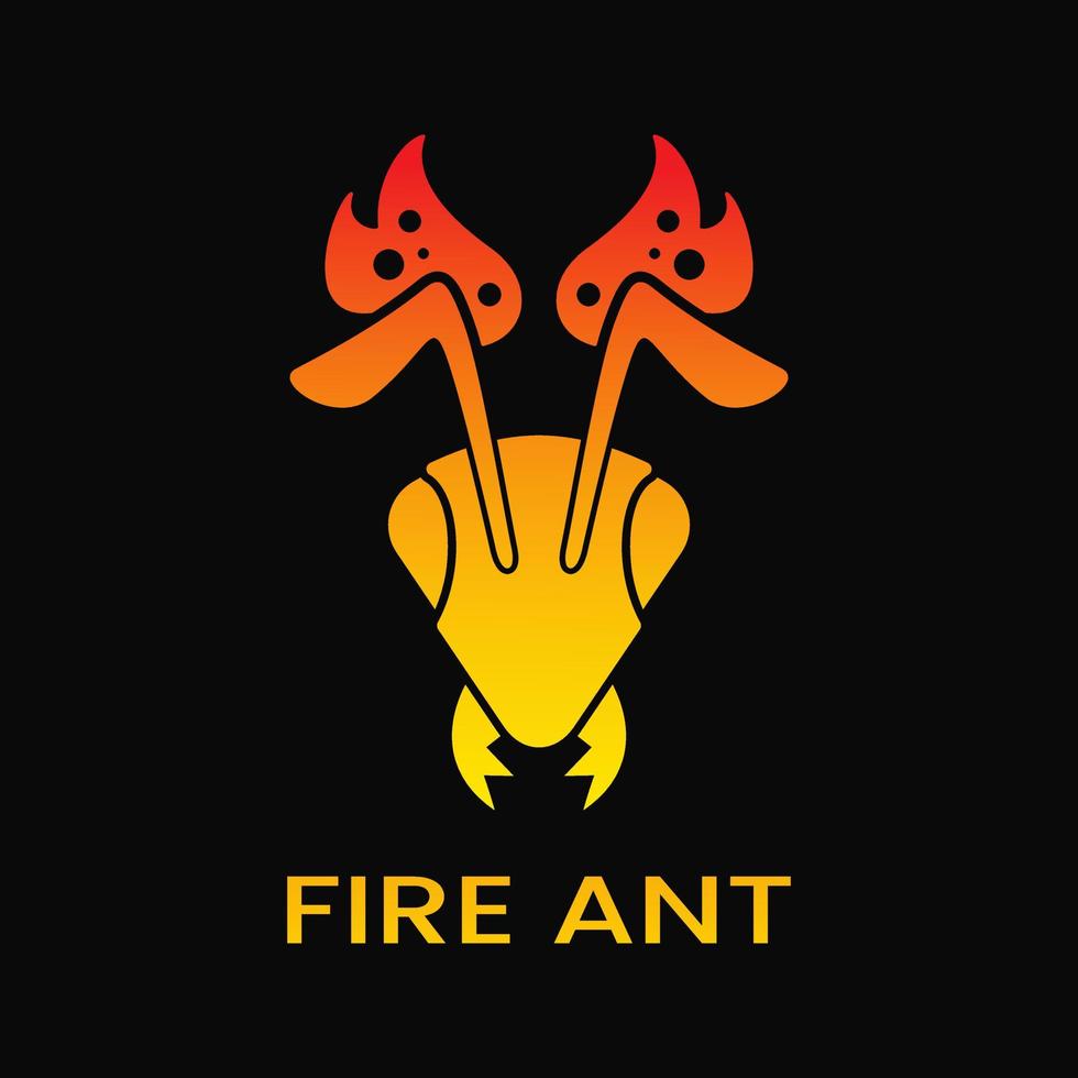 fire and ant head logo concept. modern, gradient, simple, flat, combination and creative style. suitable for logo, icon, symbol, mascot and sign. insect, mascot logo and t shirt design vector
