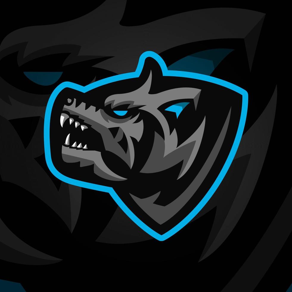 scary wolf logo concept. creative, animal, detiled and mascot style. suitable for logo, icon, symbol and sign. such as e sport, emblem and strong logo vector