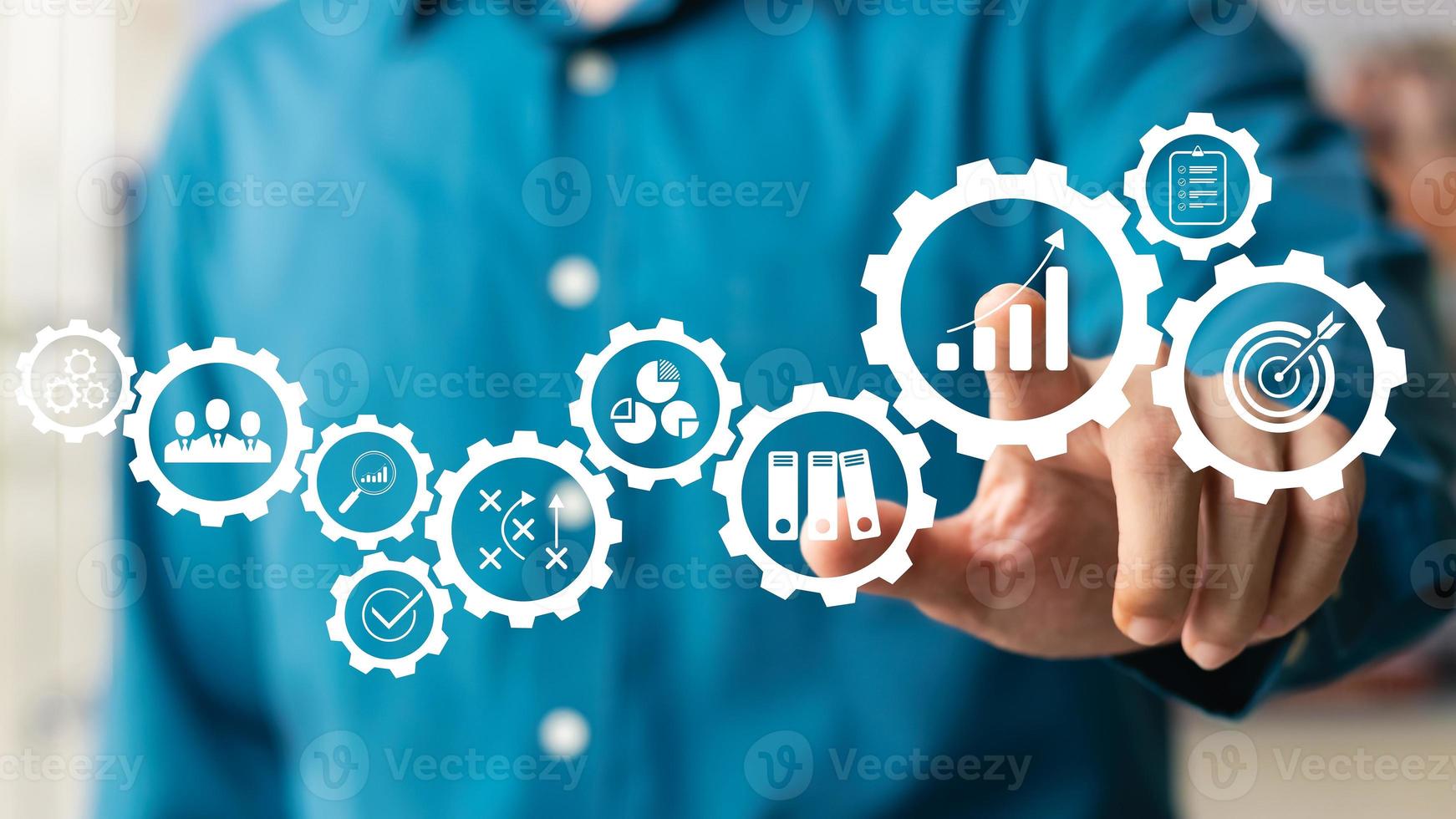 Business planning concepts, high-performance business processes and workflows and problem solving, quality control and long-term business evaluation tracking. photo