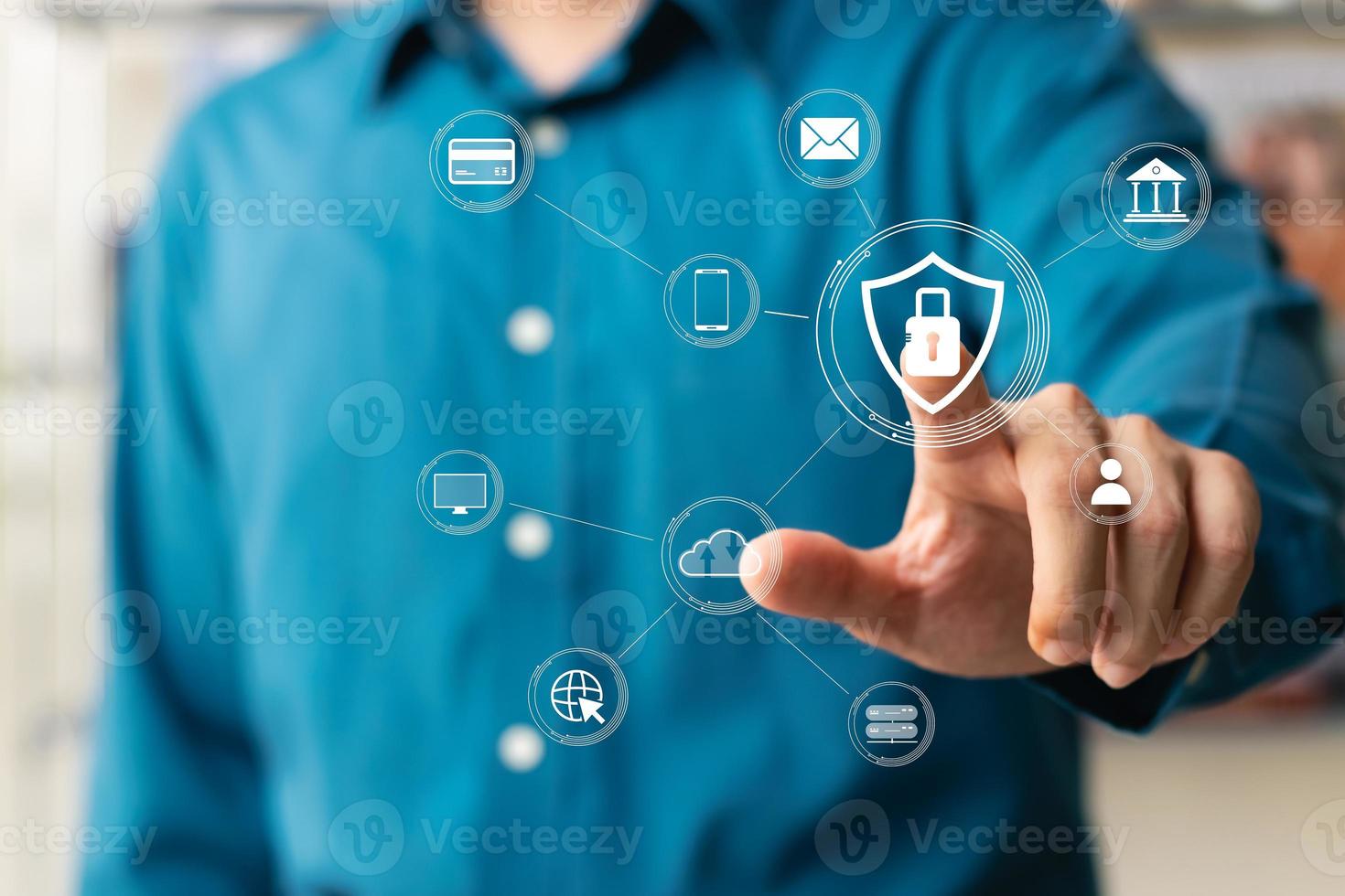 cybersecurity concept, user privacy security and encryption, secure internet access Future technology and cybernetics, screen padlock. photo