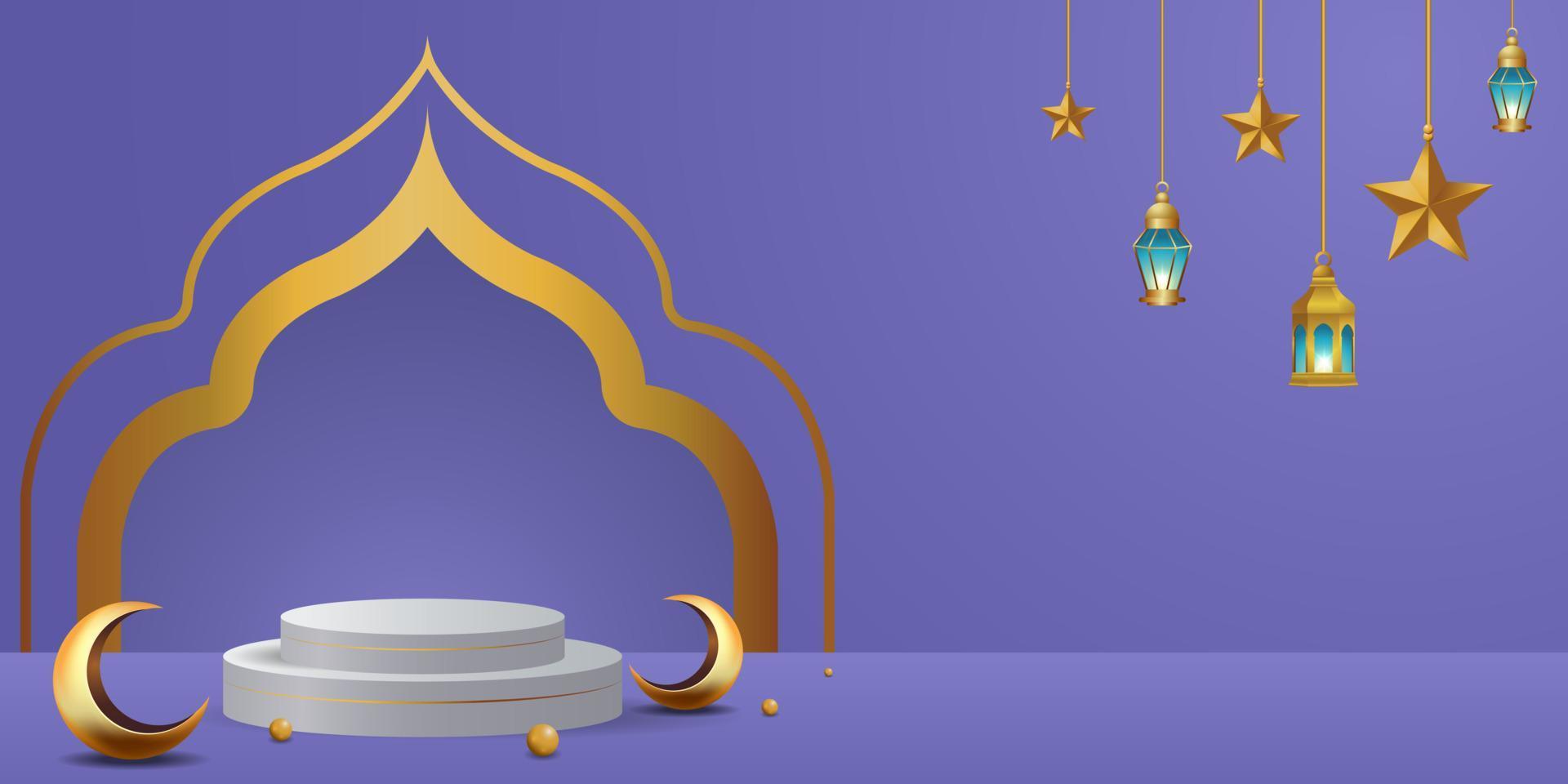 Ilustración de diseño de fondo de banner de ramadan kareem vector