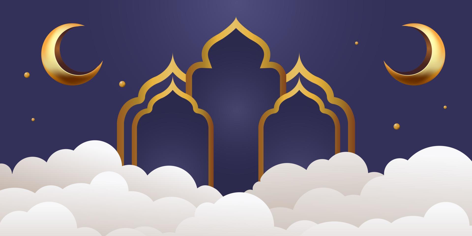 Ilustración de diseño de fondo de banner de ramadan kareem vector