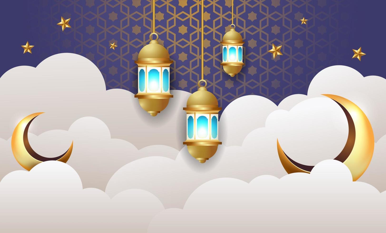 Ilustración de diseño de fondo de banner de ramadan kareem vector