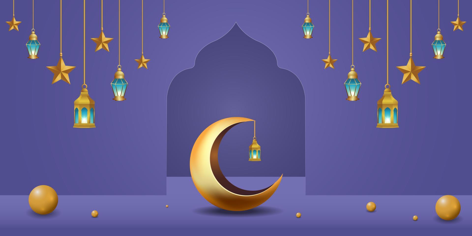 Ilustración de diseño de fondo de banner de ramadan kareem vector