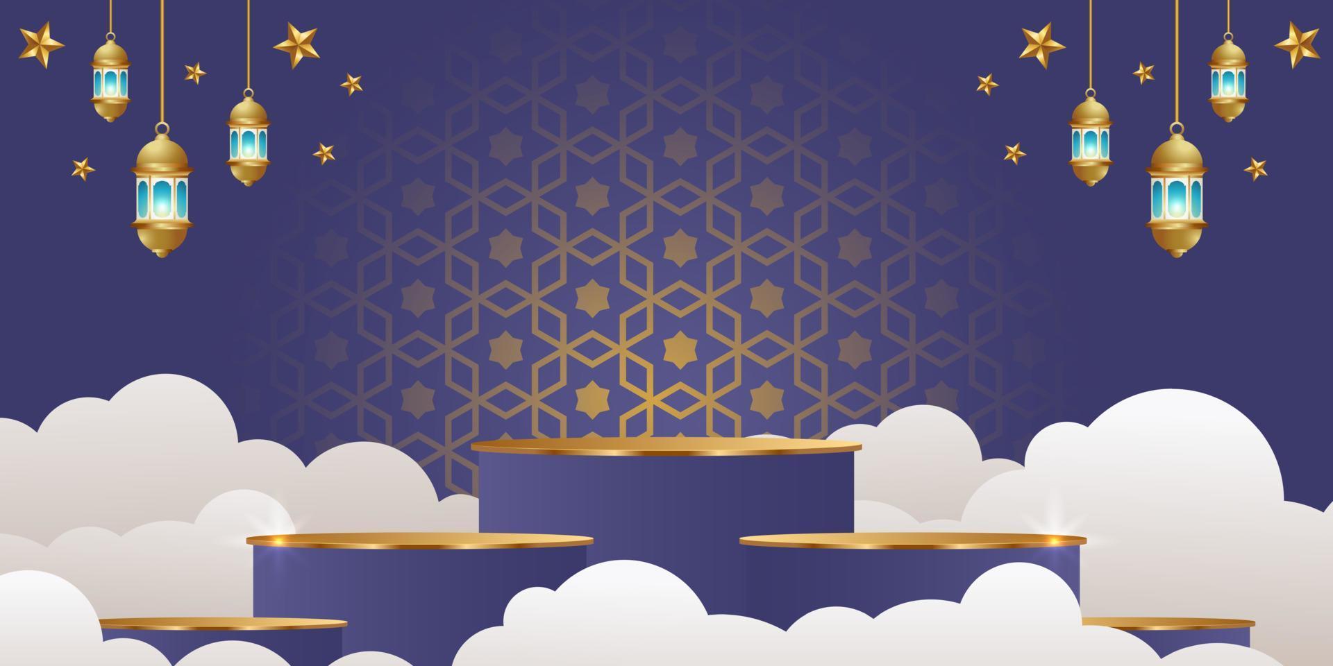 Ilustración de diseño de fondo de banner de ramadan kareem vector