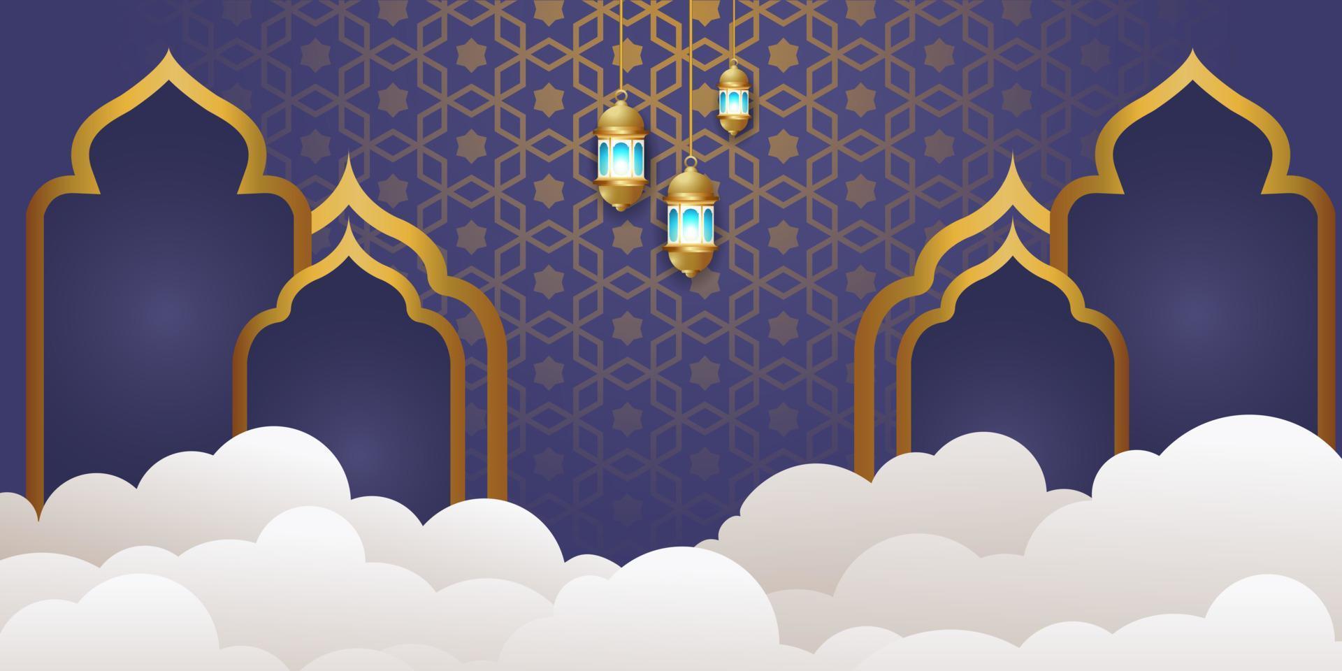 Ilustración de diseño de fondo de banner de ramadan kareem vector