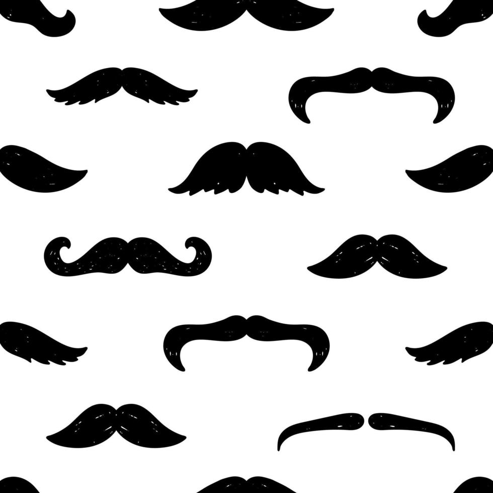 cute seamless pattern with different hand drawn moustache on white background. Good for textile and fabric prints, wallpaper and wrapping paper design, stationery, scrapbooking, etc. EPS 10 vector